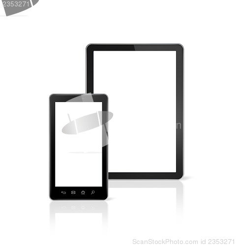 Image of mobile phone and digital tablet pc