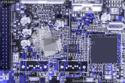 Image of circuit board background of computer motherboard