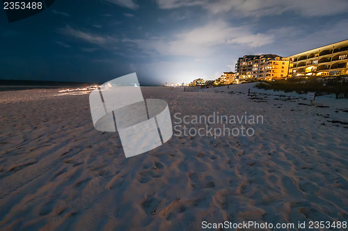 Image of night scenes at the florida beach with super moon brightness