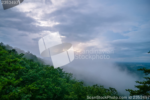 Image of crowders mountain views with clouds and fog