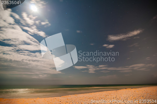 Image of night scenes at the florida beach with super moon brightness