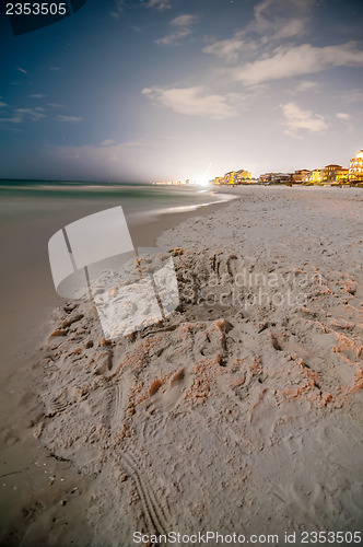 Image of night scenes at the florida beach with super moon brightness