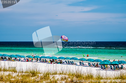 Image of public beach in florida with many people