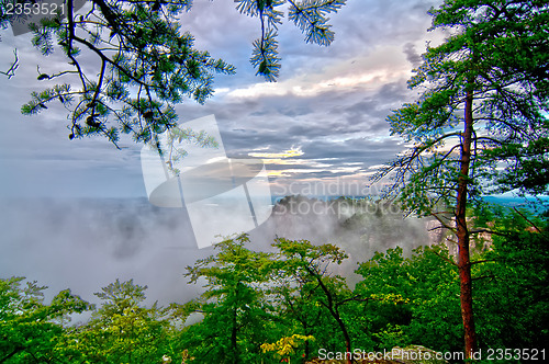 Image of crowders mountain views with clouds and fog