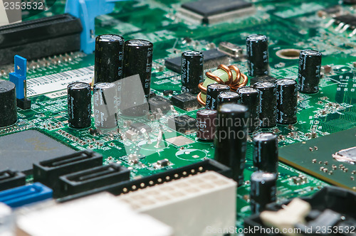 Image of circuit board background of computer motherboard