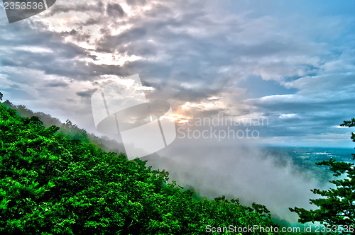 Image of crowders mountain views with clouds and fog