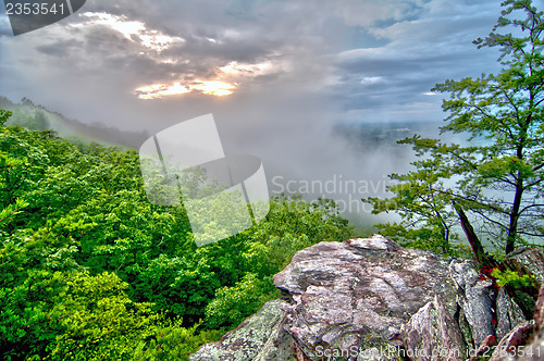 Image of crowders mountain views with clouds and fog