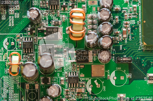 Image of circuit board background of computer motherboard