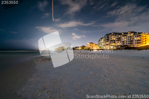 Image of night scenes at the florida beach with super moon brightness