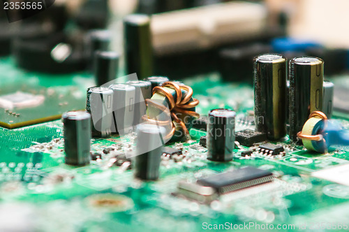 Image of circuit board background of computer motherboard