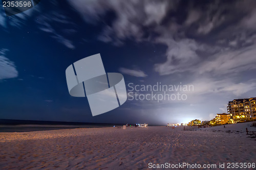 Image of night scenes at the florida beach with super moon brightness