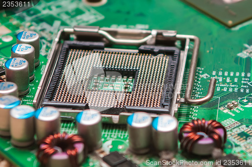 Image of circuit board background of computer motherboard