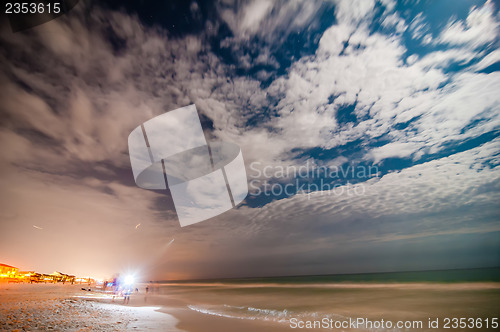 Image of night scenes at the florida beach with super moon brightness