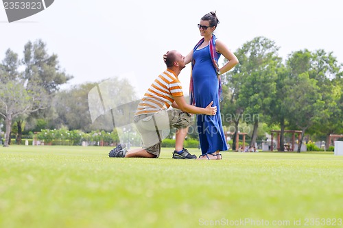Image of Happy pregnant woman with his husband