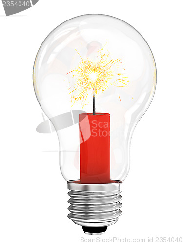 Image of Lightbulb with dynamite with burning wick inside