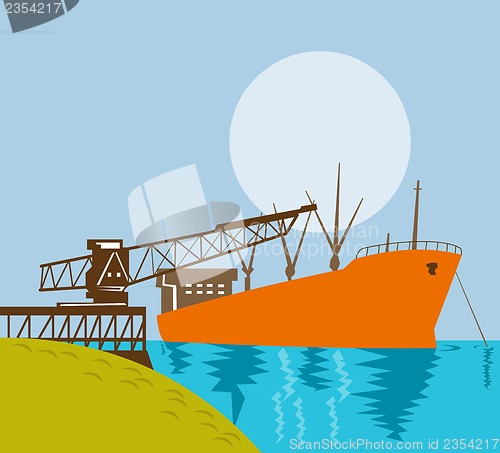 Image of boom crane loading a cargo ship