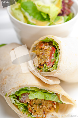 Image of falafel pita bread roll wrap sandwich