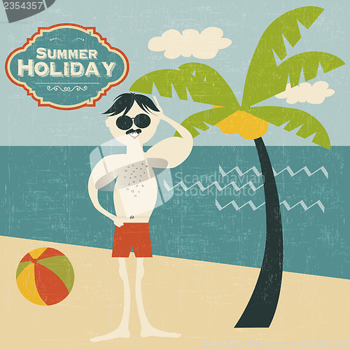 Image of retro man on the beach