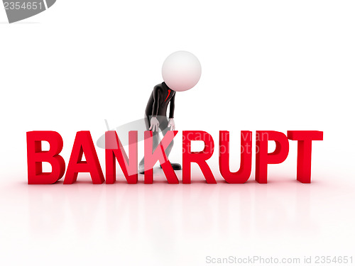 Image of Concept of crisis - the word Bankrupt in the background 