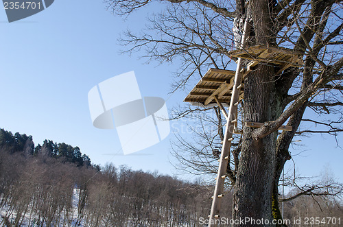 Image of cable rope hill high playground slide down extreme 