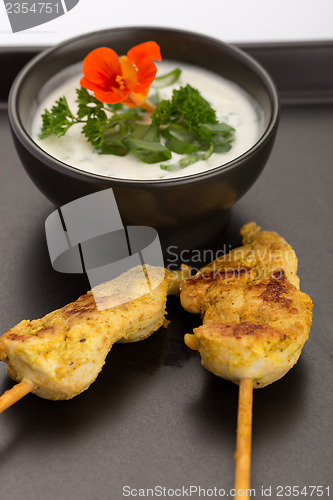 Image of Chicken skewers and bowl