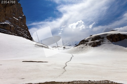Image of Footpath through snowy plateau