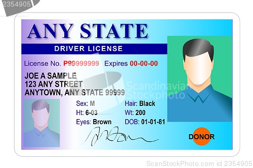 Image of generic male state driver license