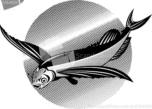 Image of flying fish retro style
