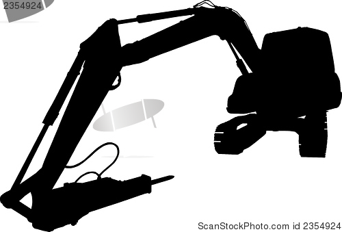 Image of mechanical digger excavator silhouette 