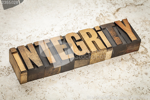 Image of integrity word in wood type