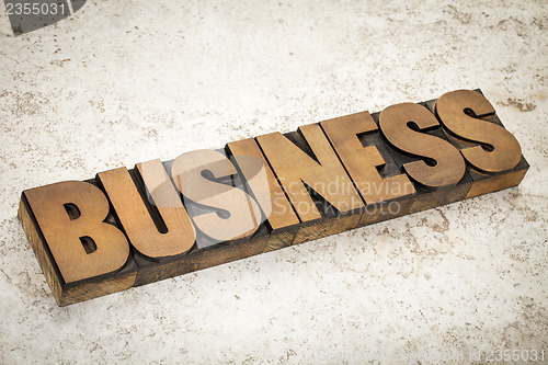 Image of business word in wood type