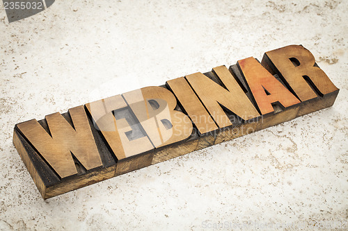 Image of webinar word in wood type