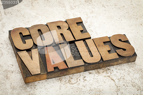 Image of core values  in wood type
