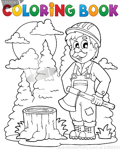 Image of Coloring book lumberjack theme 1
