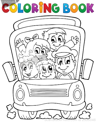 Image of Coloring book school bus theme 1