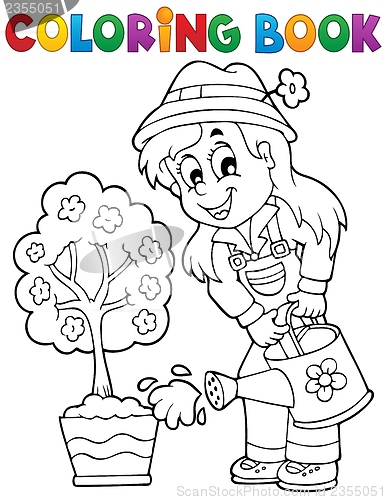 Image of Coloring book gardener theme 1