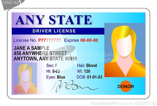 Image of generic female state driver license