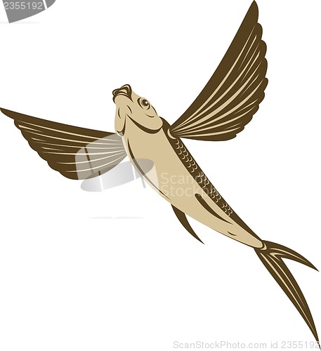 Image of flying fish retro style