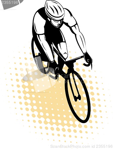 Image of male cyclist riding racing bicycle