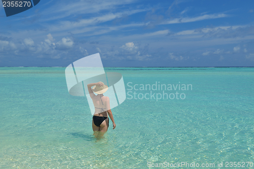 Image of happy woman enjoy  summer time