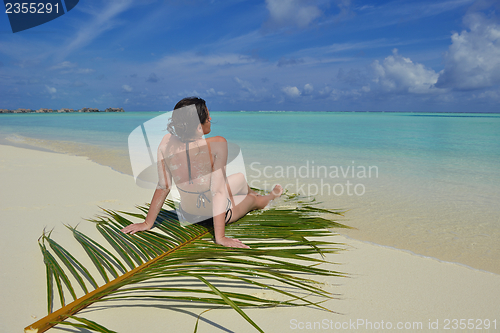 Image of happy woman enjoy  summer time