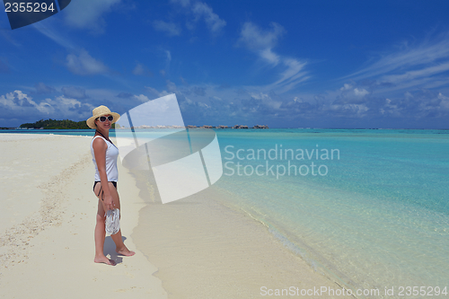 Image of happy woman enjoy  summer time