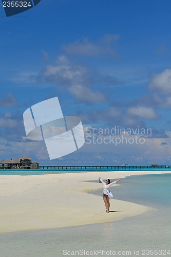 Image of happy woman enjoy  summer time