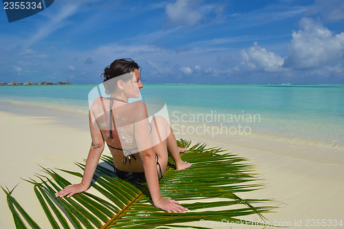 Image of happy woman enjoy  summer time