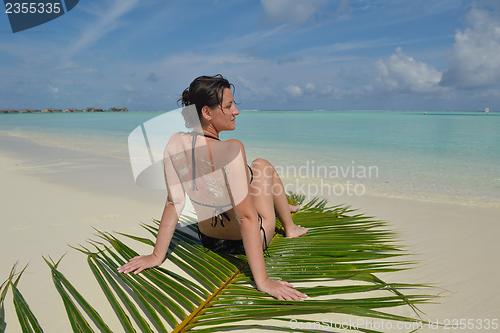 Image of happy woman enjoy  summer time