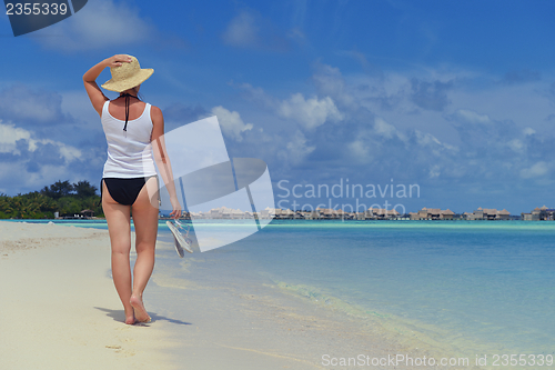 Image of happy woman enjoy  summer time