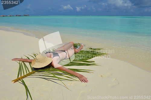 Image of happy woman enjoy  summer time