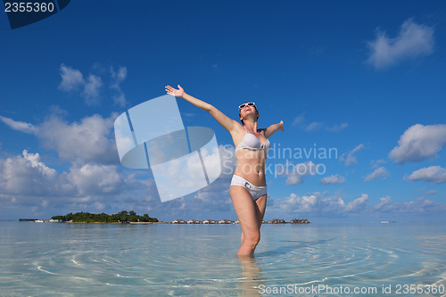 Image of happy woman enjoy  summer time