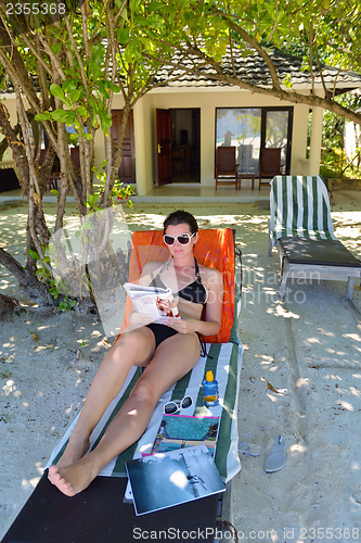 Image of happy woman enjoy  summer time