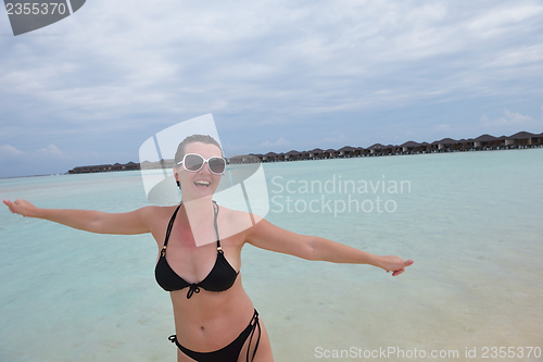 Image of happy woman enjoy  summer time